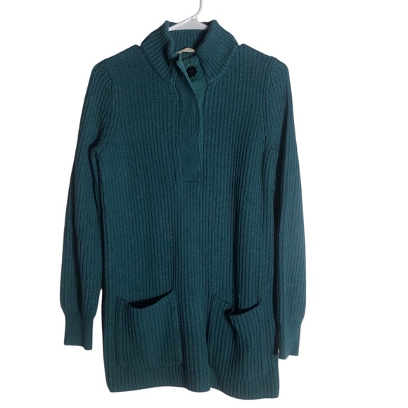 SoundSurroundings teal Highland tunic chunky knit pullover sweater Sz XS - Picture 1 of 6
